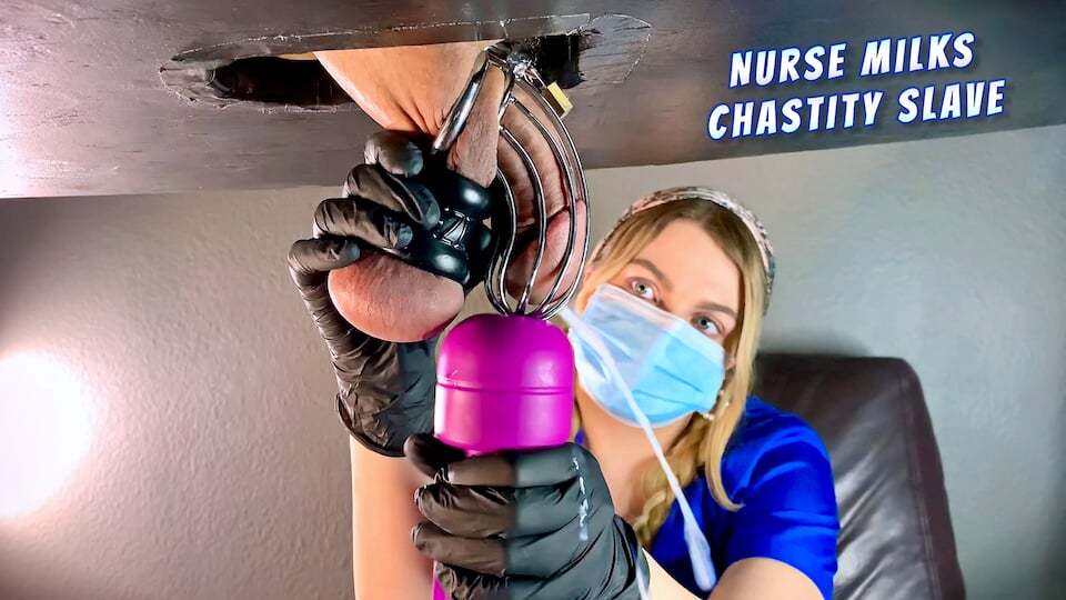 Nurse Milks Chastity Slave’s Big Cum Load With Vibe Wand