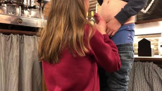 GIRL BARISTA DOES BLOWJOB TO TEEN AT WORK (WITH TALK)